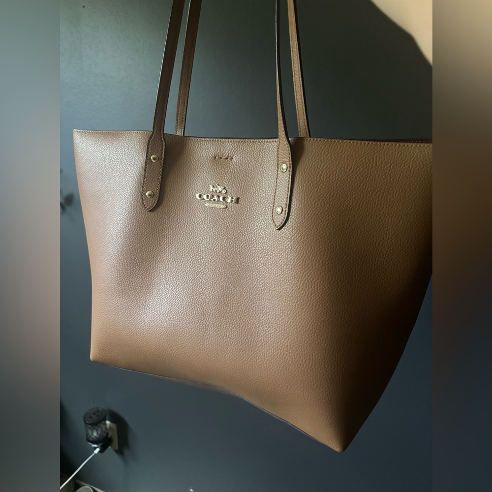 Cognac Leather Coach Tote